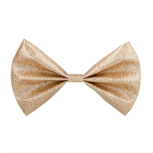 Gold Glitter Bow Tie with Black Elastic Strap Fancy Dress Product Gallery Image