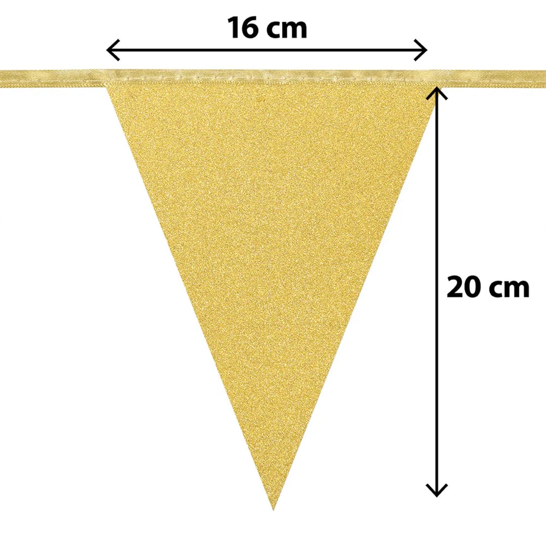 Gold Glitter Cardboard Pennant Bunting 6m View 3