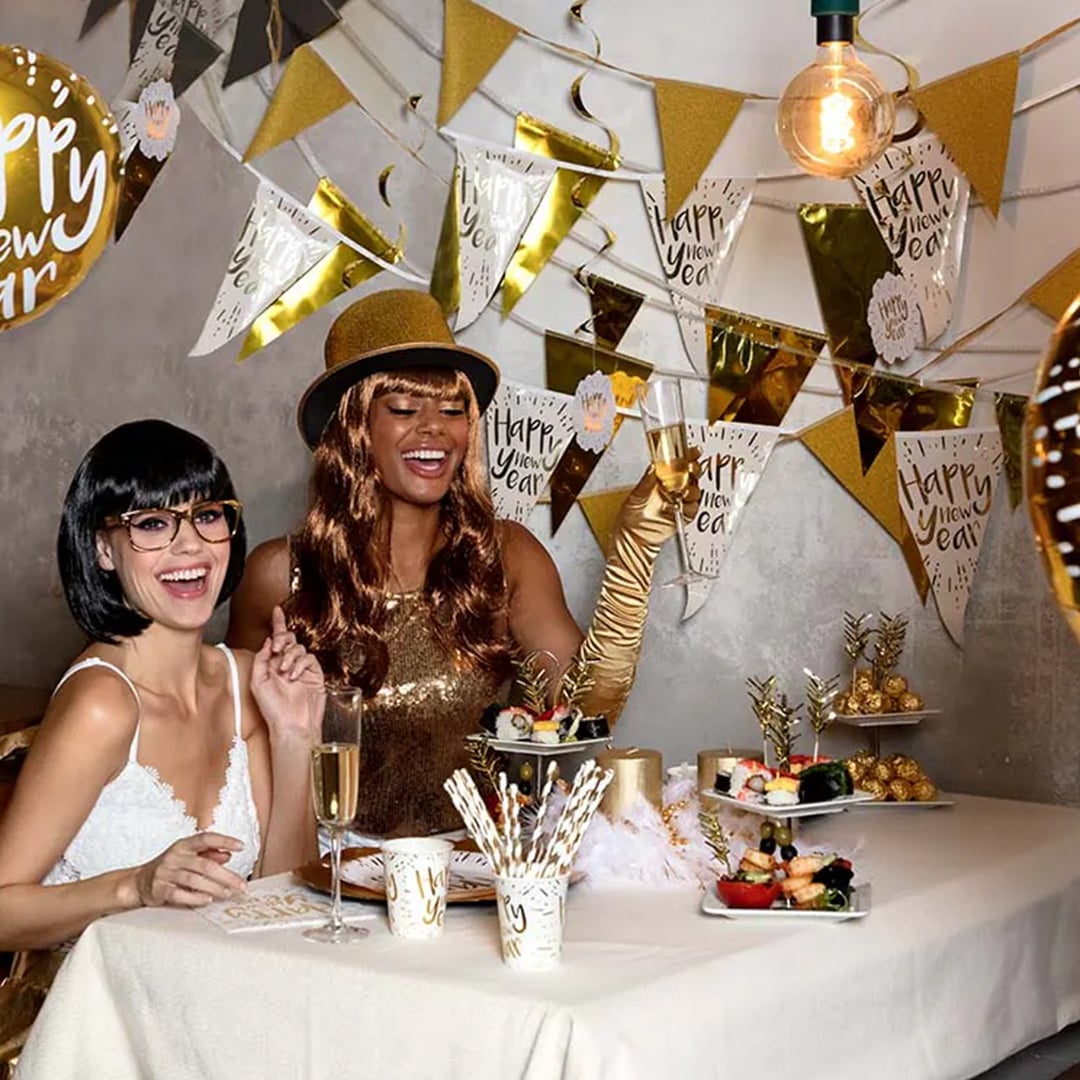 Gold Glitter Cardboard Pennant Bunting 6m View 4