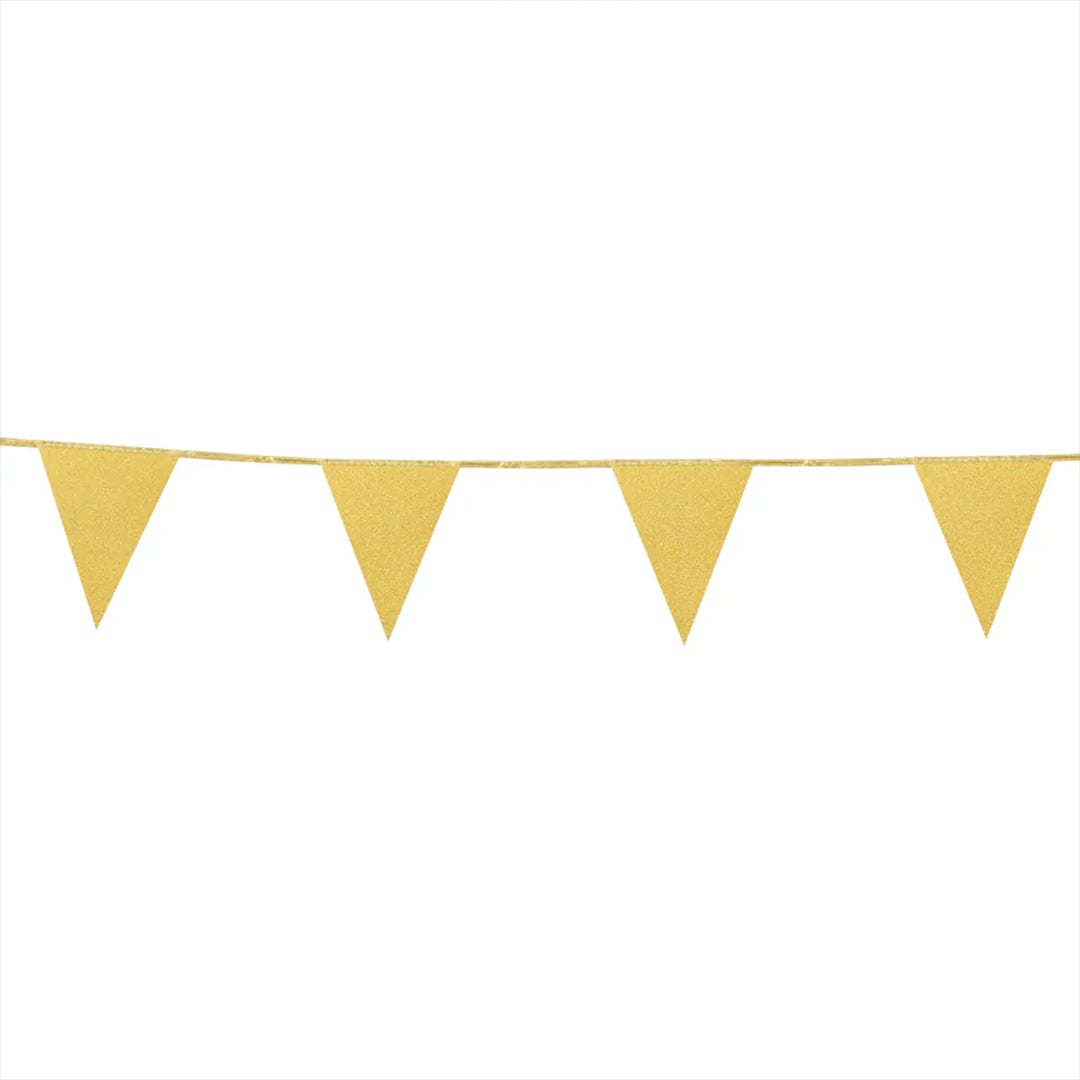 Gold Glitter Cardboard Pennant Bunting 6m View 2