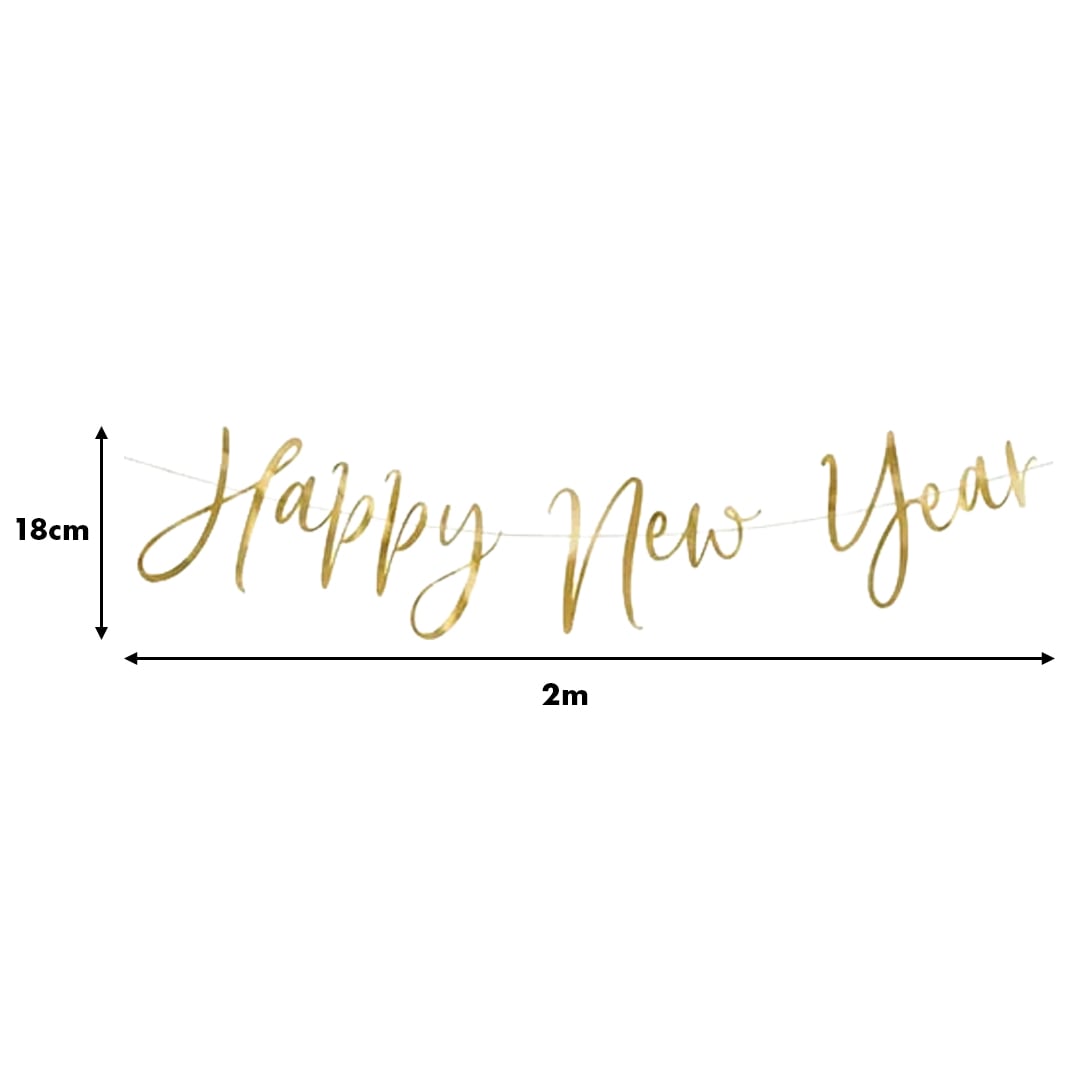 Gold Happy New Year Cardboard Letter Banner 2m View 3