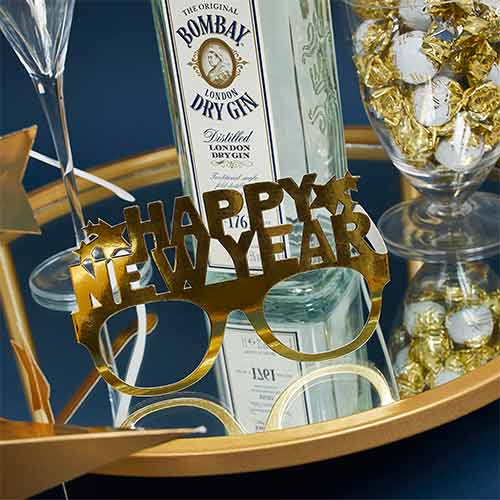 Gold 'Happy New Year' Paper Glasses - Pack of 10 Product Gallery Image