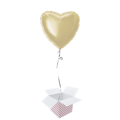 Soft Gold Heart Shape Foil Helium Balloon - Inflated Balloon in a Box Product Image