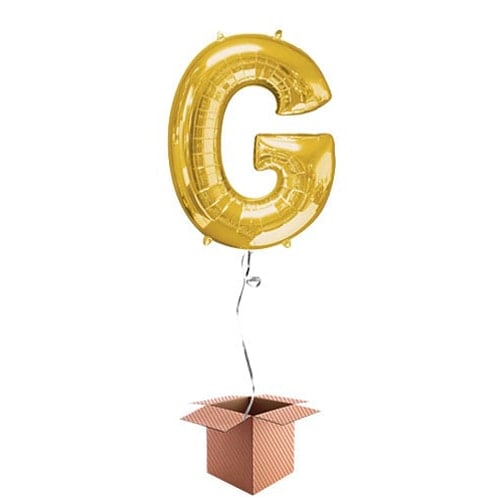 Gold Letter G Helium Foil Giant Balloon - Inflated Balloon in a Box Product Image