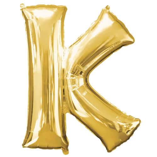 Gold Letter K Air Fill Foil Balloon 40cm / 16 in Bundle Product Image