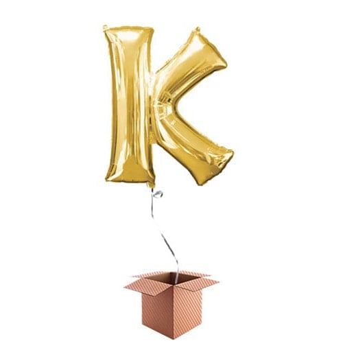 Gold Letter K Helium Foil Giant Balloon - Inflated Balloon in a Box Product Image