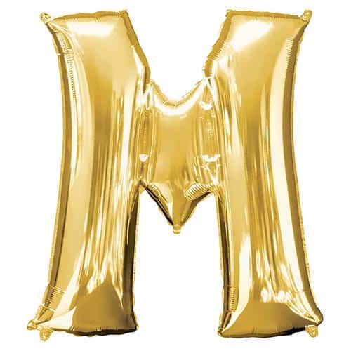 Gold Letter M Helium Foil Giant Balloon 83cm / 33 in Product Image