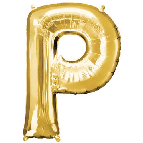 Gold Letter P Air Fill Foil Balloon 40cm / 16 in Bundle Product Image