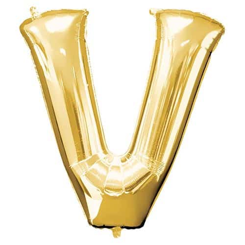 Gold Letter V Helium Foil Giant Balloon 81cm / 32 in Product Image