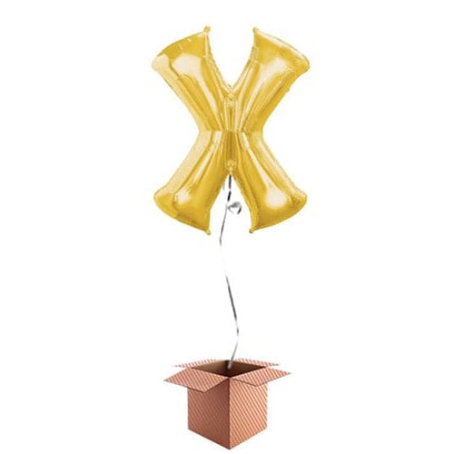 Gold Letter X Helium Foil Giant Balloon - Inflated Balloon in a Box Product Image