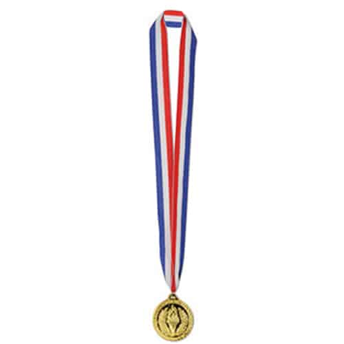 Gold Medal on 30 Inch Ribbon - Pack of 12