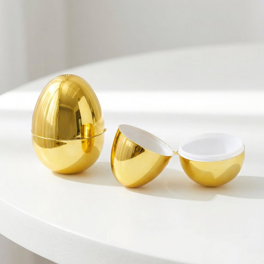 Gold Metallic Easter Egg Plastic Capsule 5.7cm
