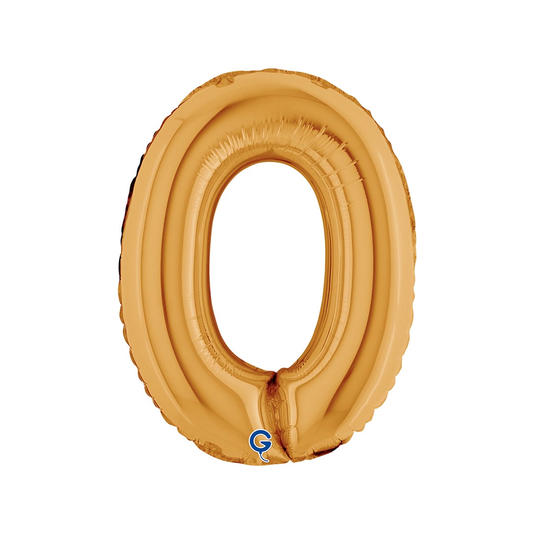 Gold Number 0 Mini Air Fill Foil Balloon 36cm / 14 in