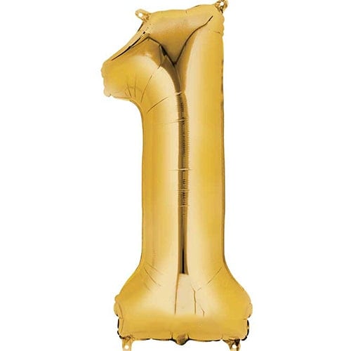 Gold Number 1 Air Fill Foil Balloon 40cm / 16 in Bundle Product Image
