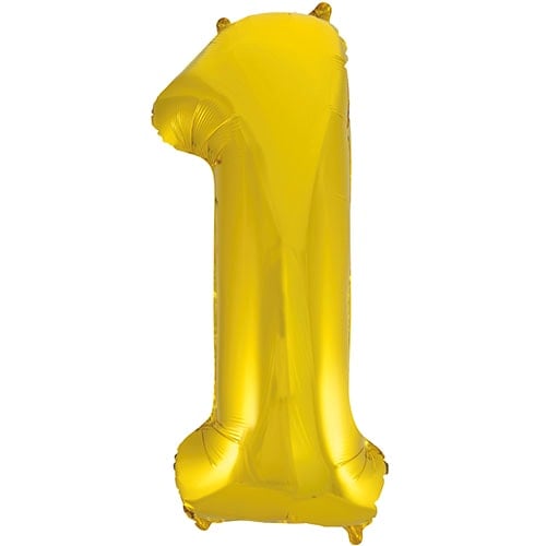 Gold Number 1 Helium Foil Giant Balloon 86cm / 34 in Bundle Product Image