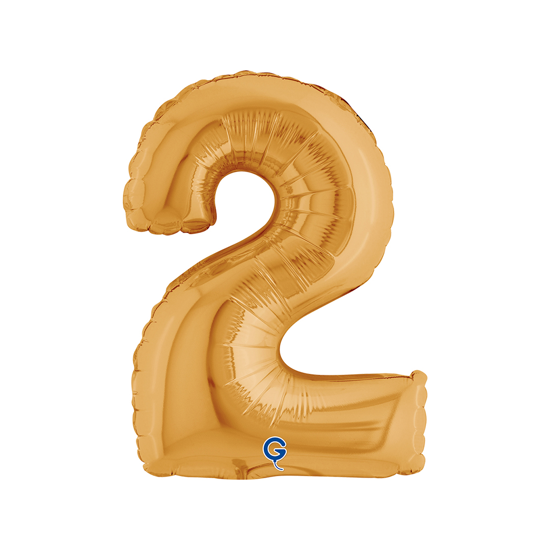 Gold Number 2 Mini Air Fill Foil Balloon 36cm / 14 in