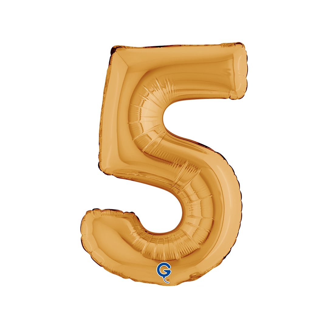 Gold Number 5 Mini Air Fill Foil Balloon 36cm / 14 in