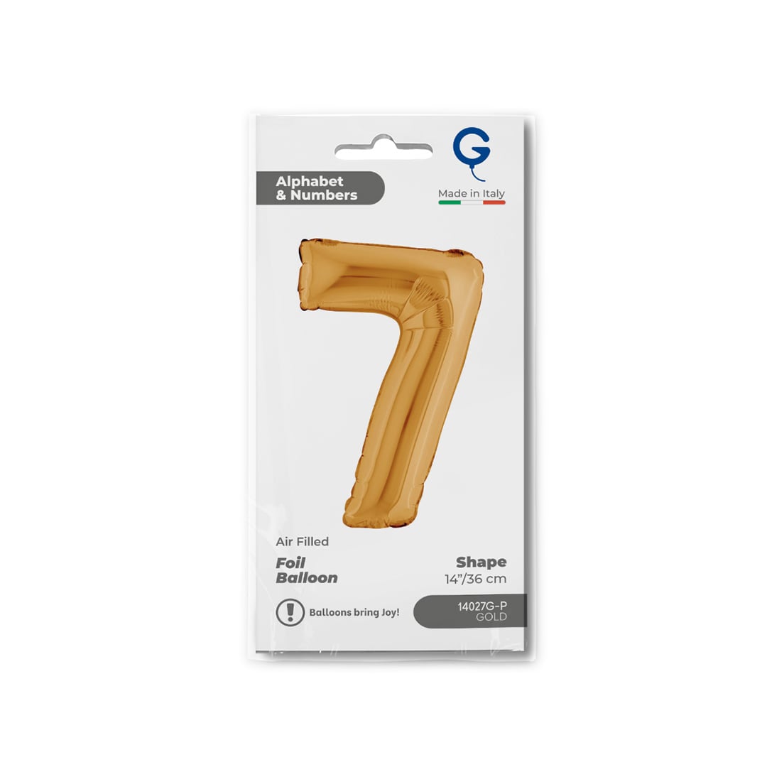 Gold Number 7 Mini Air Fill Foil Balloon 36cm / 14 in Product Gallery Image