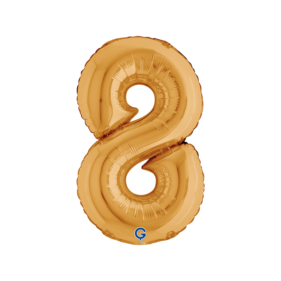 Gold Number 8 Mini Air Fill Foil Balloon 36cm / 14 in