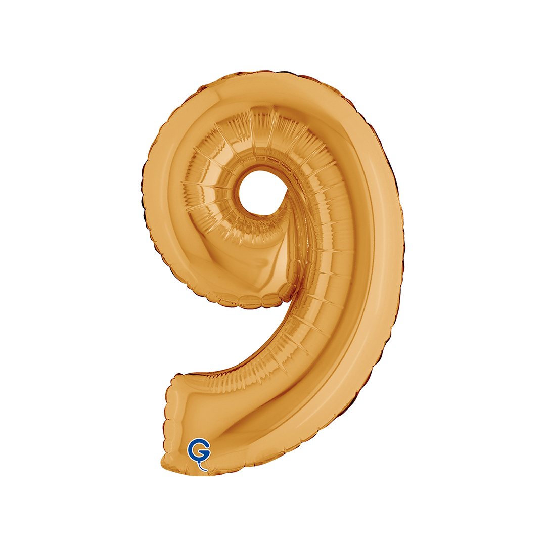 Gold Number 9 Mini Air Fill Foil Balloon 36cm / 14 in