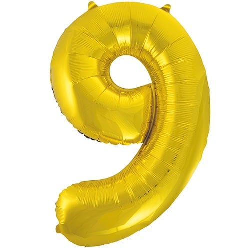 Gold Number 9 Helium Foil Giant Balloon 86cm / 34 in Product Image