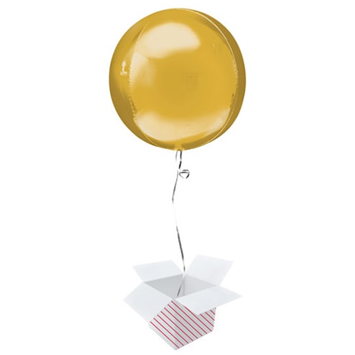 Gold Orbz Foil Helium Balloon - Inflated Balloon in a Box Product Image