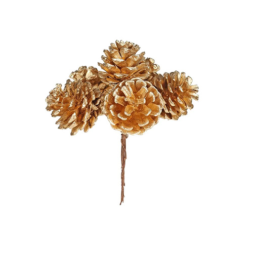 Gold Finished Pinecone Bunch Artificial Plant Pick Decoration 11cm Product Gallery Image