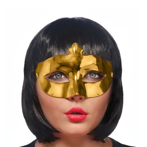 Gold Plastic Face Mask 16cm Product Gallery Image