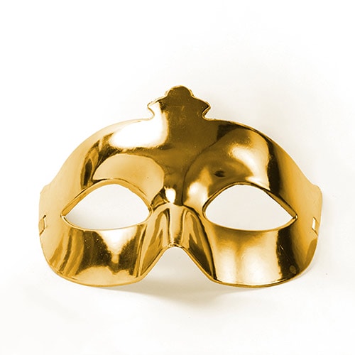 Gold Plastic Face Mask 16cm Product Gallery Image