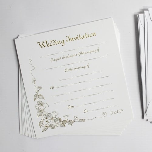 Gold Print Wedding Invitations With Envelopes - Pack of 10 Product Image