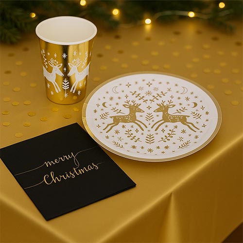 Gold Reindeer Christmas 8 Person Value Party Pack Product Gallery Image