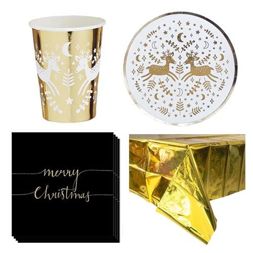 Gold Reindeer Christmas 8 Person Value Party Pack