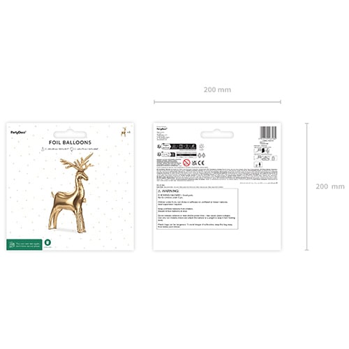 Gold Reindeer Christmas Standing Shaped Air Fill Foil Balloon 73cm / 33 in Product Gallery Image