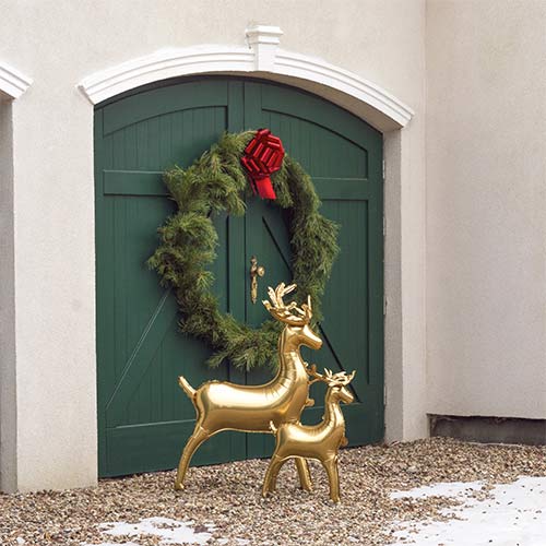 Gold Reindeer Christmas Standing Shaped Air Fill Foil Balloon 73cm / 33 in Product Gallery Image