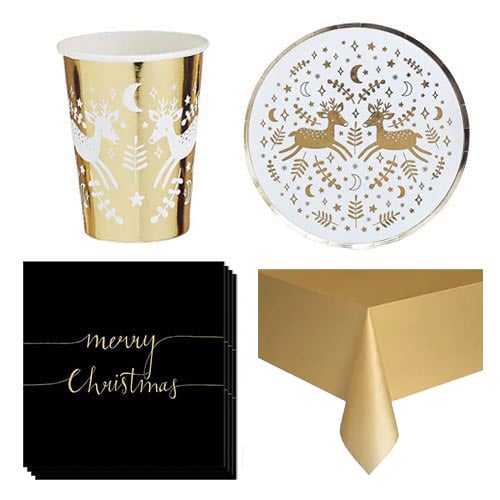 Gold Reindeer Christmas 8 Person Value Party Pack