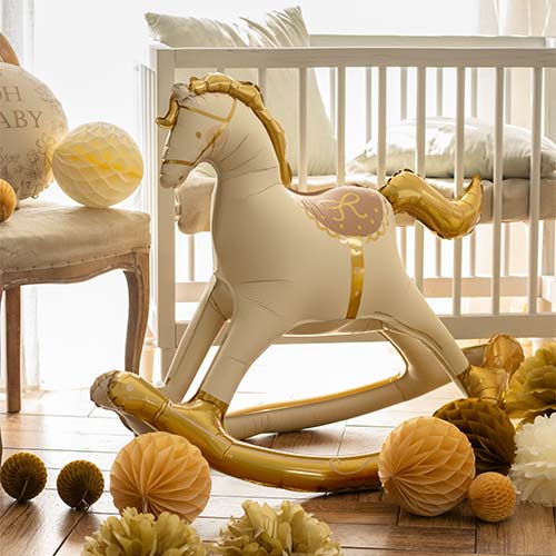 Gold Rocking Horse Standing Giant Air Fill Foil Balloon 118cm / 46 in Product Gallery Image