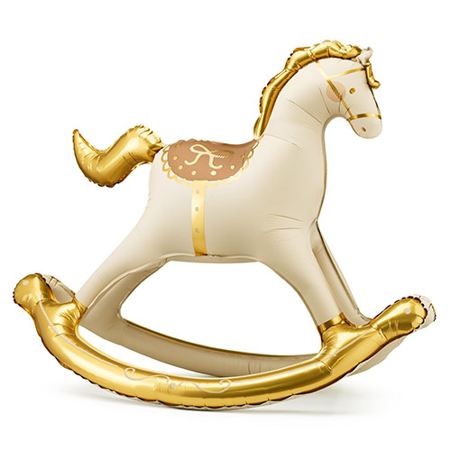 Gold Rocking Horse Standing Giant Air Fill Foil Balloon 118cm / 46 in Product Gallery Image