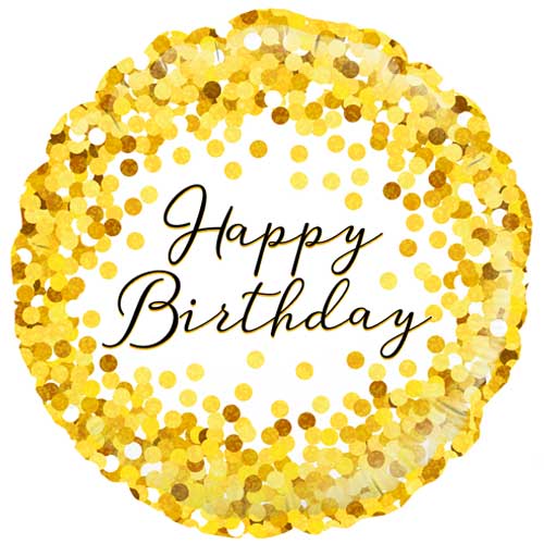 Gold Sparkle Birthday Holographic Round Foil Helium Balloon 46cm / 18 in Product Gallery Image