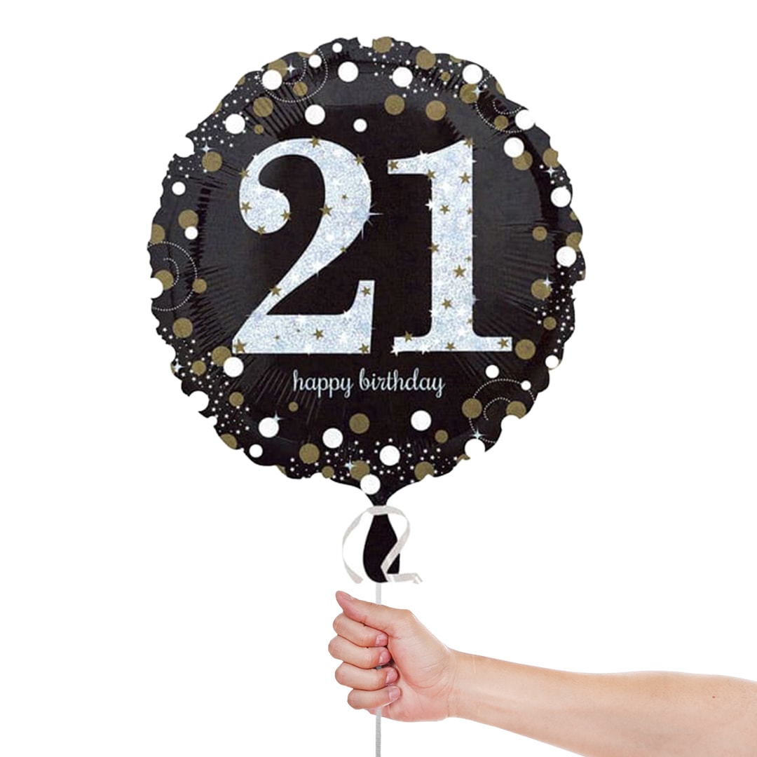 Gold Sparkling 21st Birthday Round Foil Helium Balloon 46cm / 18 in Product Gallery Image