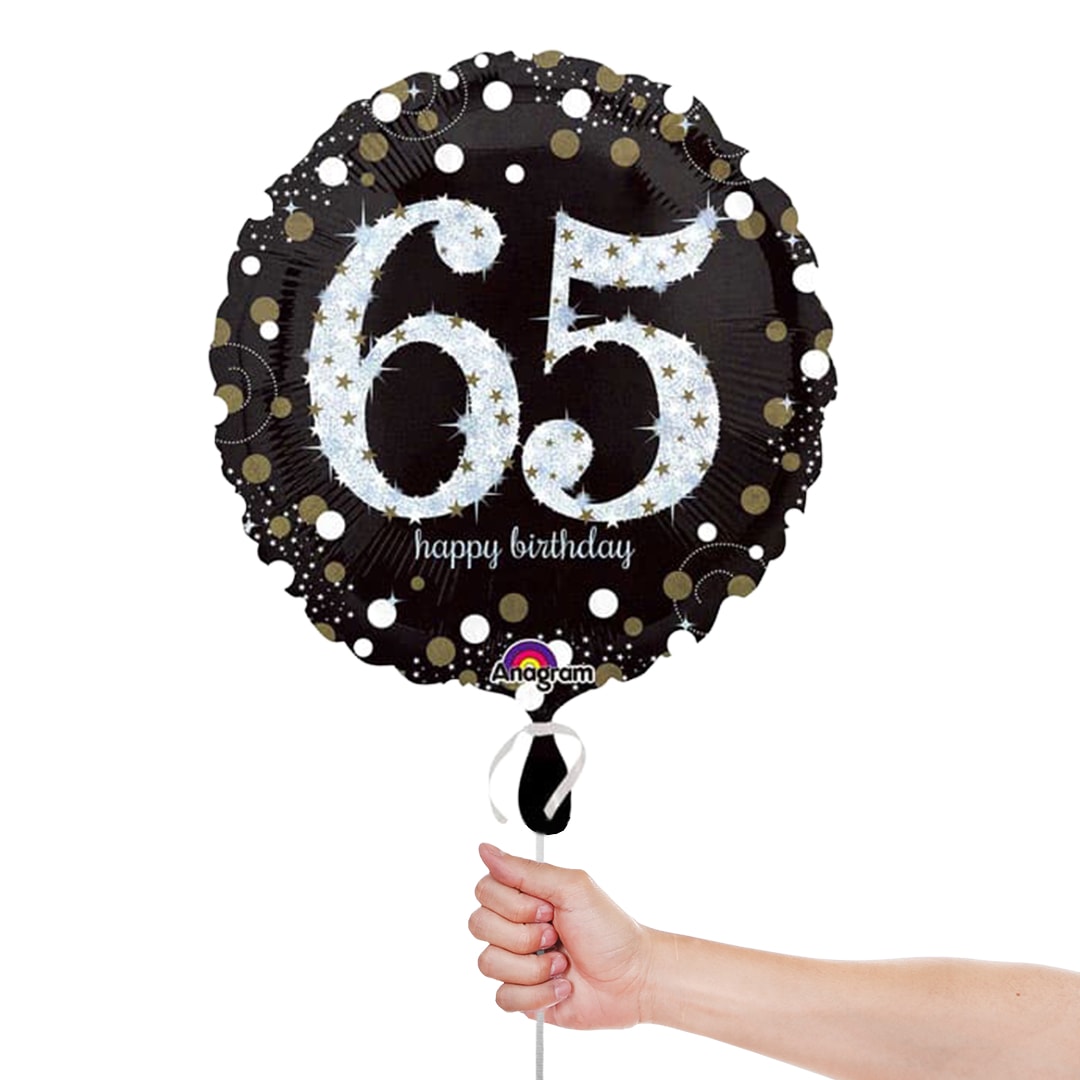 Gold Sparkling 65th Birthday Round Foil Helium Balloon 46cm / 18 in Product Gallery Image