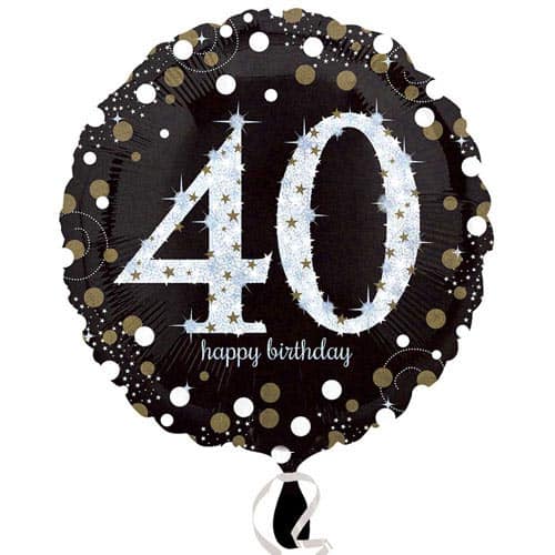 Gold Sparkling 40th Birthday Round Foil Helium Balloon 46cm / 18 in Product Gallery Image