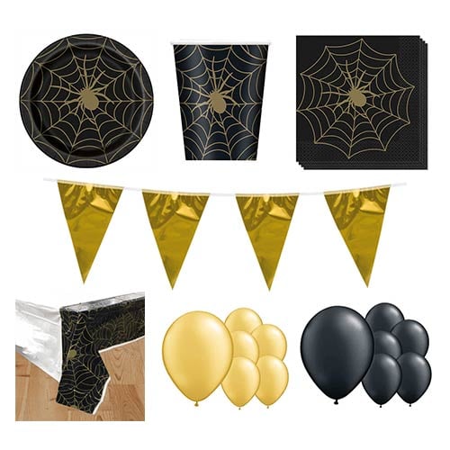 Gold Spider Web 16 Person Deluxe Party Pack Product Image