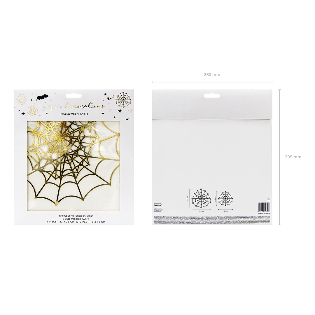 Gold Spiderwebs Halloween Paper Table Decorations - Pack of 3 View 7