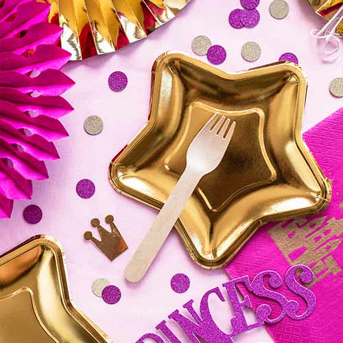 Metallic Gold Star Shape Foil Paper Plates 18cm - Pack of 6 Product Gallery Image