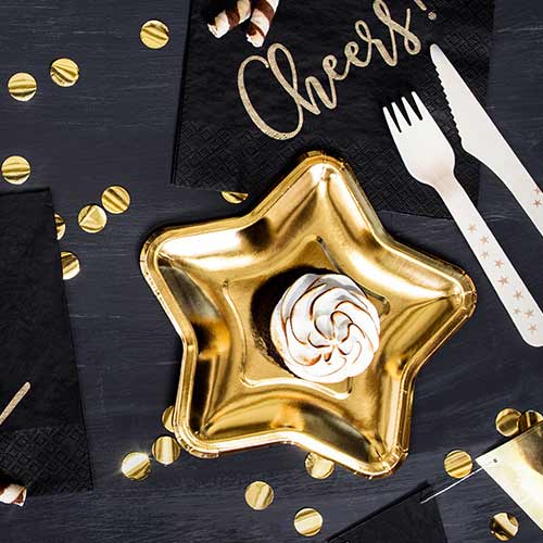 Metallic Gold Star Shape Foil Paper Plates 18cm - Pack of 6 Product Gallery Image
