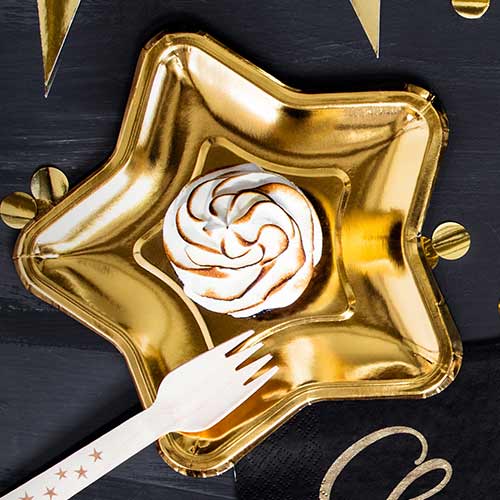 Metallic Gold Star Shape Foil Paper Plates 18cm - Pack of 6 Product Gallery Image