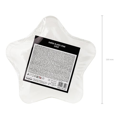 Metallic Gold Star Shape Foil Paper Plates 18cm - Pack of 6 Product Gallery Image