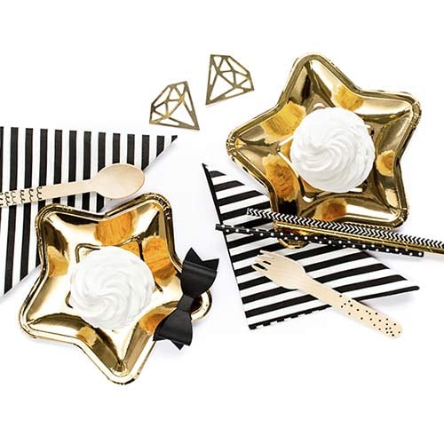 Metallic Gold Star Shape Foil Paper Plates 18cm - Pack of 6 Product Gallery Image
