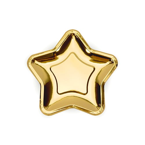Metallic Gold Star Shape Foil Paper Plates 18cm - Pack of 6 Product Gallery Image