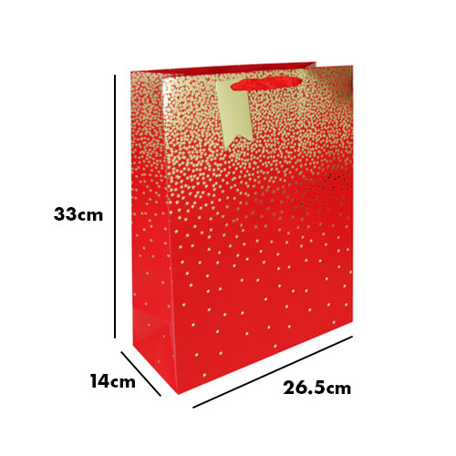 Gold Stars Ombre Large Red Gift Bag 33cm Product Gallery Image